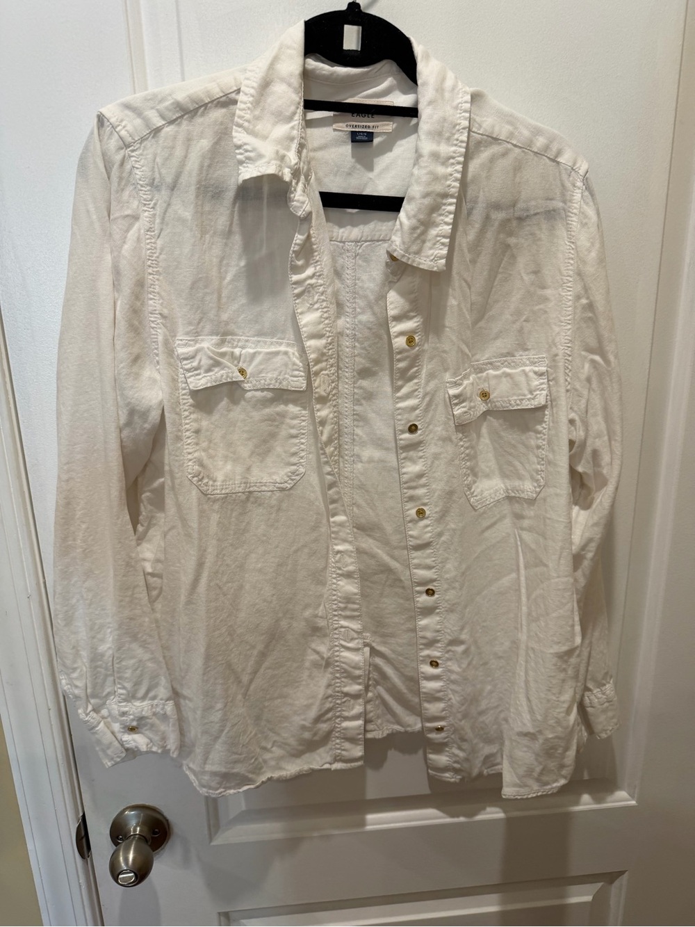 American Eagle Outfitters White Lightweight Button-Front Shirt Jacket